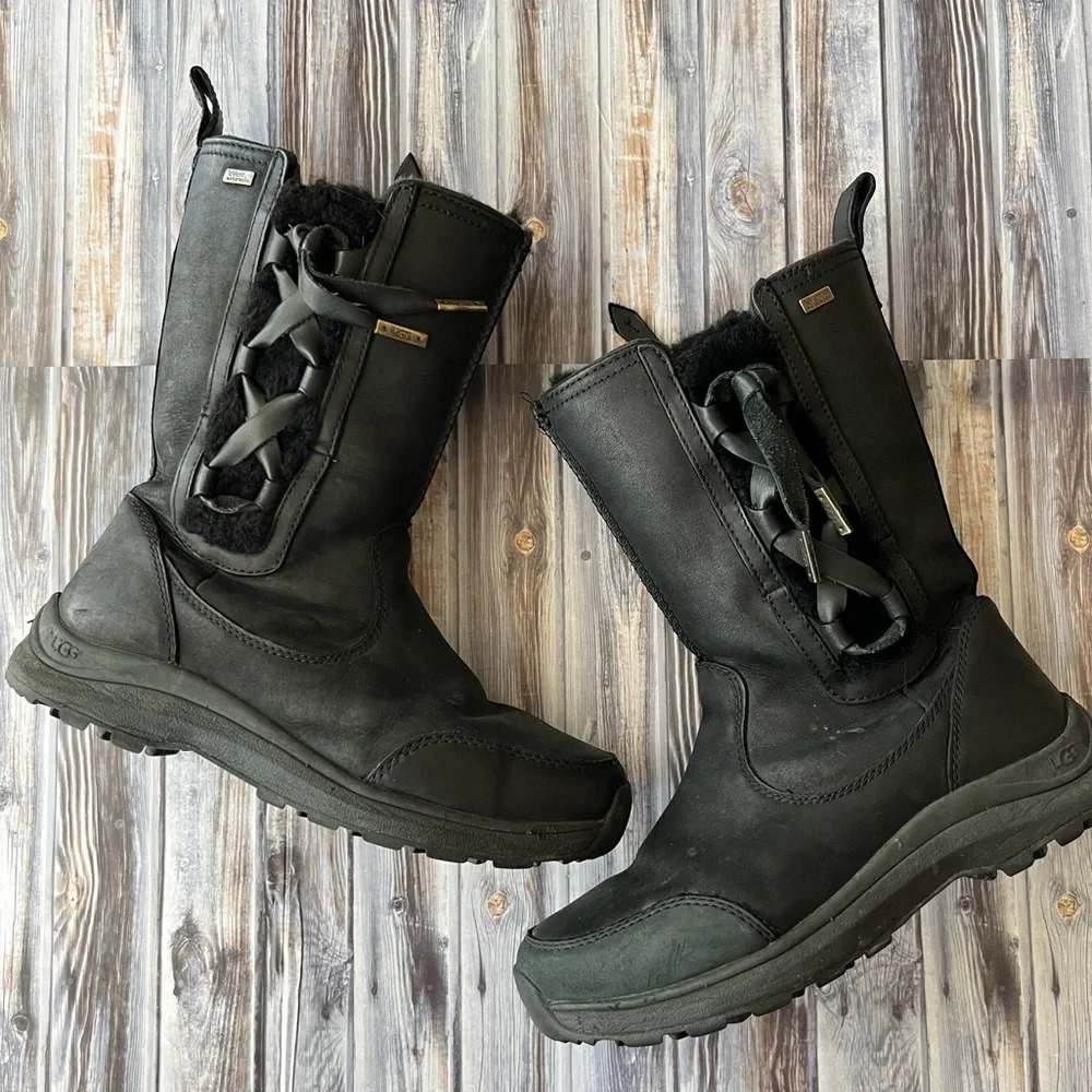 UGG SUVI WATERPROOF WOMEN WINTER BOOTS LEATHER BLACK